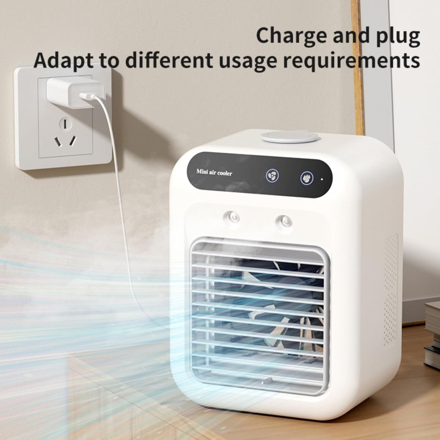 Portable Air Conditioner, 500ML Water Tank & Touch Screen - Evaporative Cooler with 2Wind Speeds, Ultra-Quiet Design for Bedroom, Office, Camping, Compact Spaces (Upgraded with Ice Lattice)