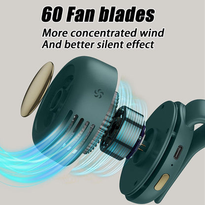 Portable Silent Mini Bladeless Electric Fan, Adjustable 3-Speed Suspended Waist Fans, Rechargeable Rotating Body Fan, Suitable for Outdoor & Travel & Office, Travel Accessories, Gift (White)